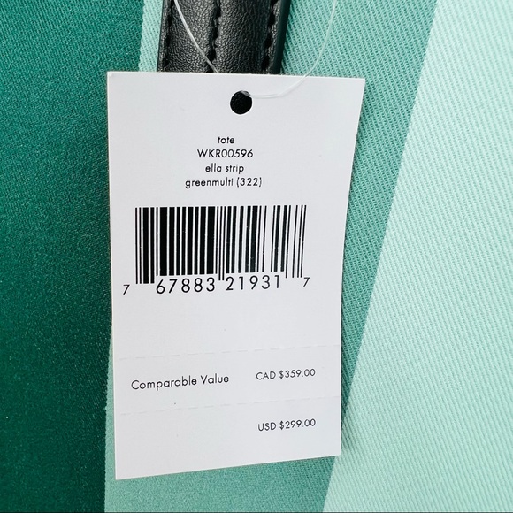 ❗️Sold❗️Kate Spade Plaid Green Stripe Ella Tote - Picture 9 of 9